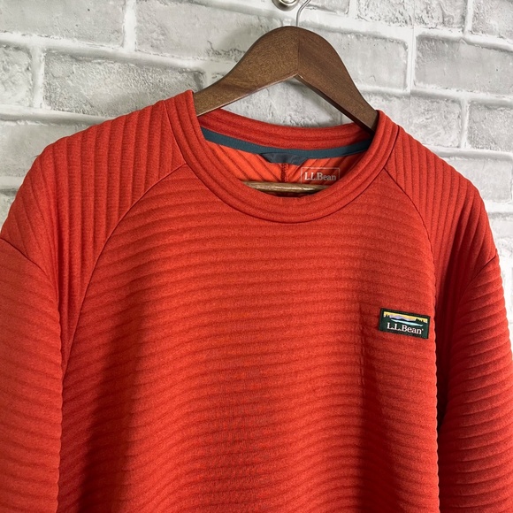 LL Bean Rustic Orange Ultra Soft Ribbed Pullover Sweater Men 2XL With Pockets - Picture 2 of 9